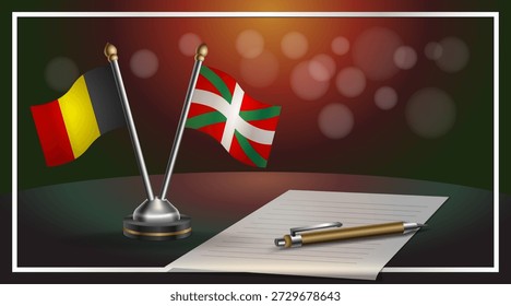 Pequena bandeira nacional da Bélgica e País Basco bandeira Relação, Modelo banner vetor Ilustração