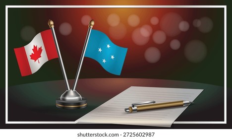 Small national flag of Canada and Micronesia flag Relation, Template banner vector Illustration