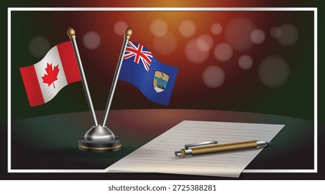 Pequeña bandera nacional de Canadá y ST. Helena flag Relación, Plantilla Anuncio Ilustración vectorial