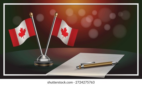 Pequeña bandera nacional de Canadá, Ilustración vectorial de Anuncio de Plantilla