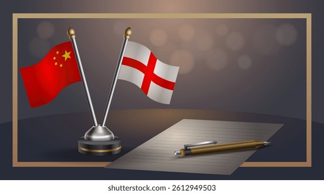Small national flag of China and England flag Relation, Template banner vector Illustration