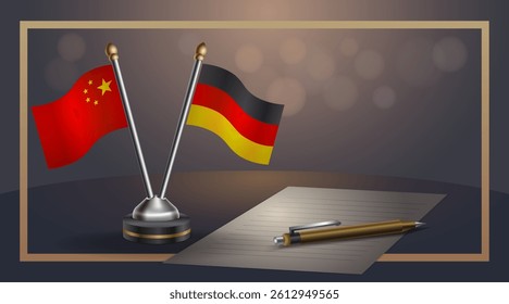 Small national flag of China and Germany flag Relation, Template banner vector Illustration