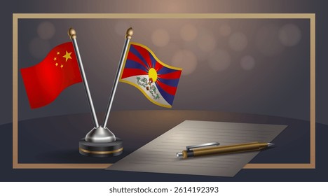 Small national flag of China and Tibet flag Relation, Template banner vector Illustration