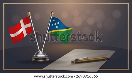 Small national flag of Denmark and Solomon Islands flag Relation, Template banner vector Illustration