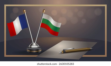 Small national flag of France and Bulgaria flag Relation, Template banner vector Illustration
