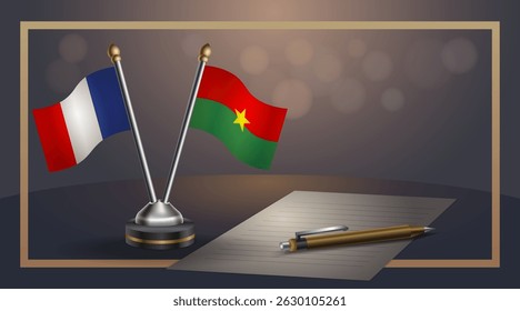 Small national flag of France and Burkina flag Relation, Template banner vector Illustration
