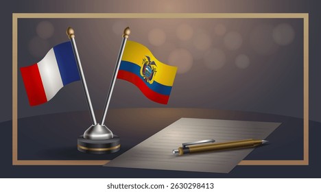 Small national flag of France and Ecuador flag Relation, Template banner vector Illustration
