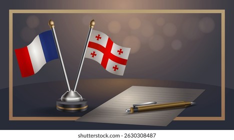 Small national flag of France and Georgia Republic flag Relation, Template banner vector Illustration