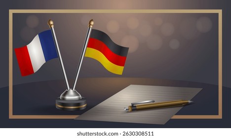 Small national flag of France and Germany flag Relation, Template banner vector Illustration