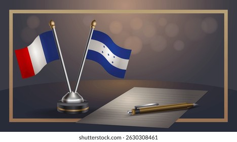 Small national flag of France and Honduras flag Relation, Template banner vector Illustration