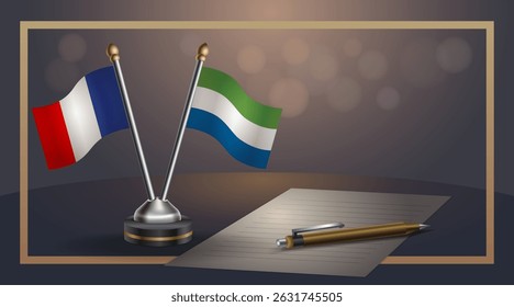 Small national flag of France and Sierra Leone flag Relation, Template banner vector Illustration