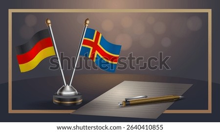 Small national flag of Germany and Aland Islands flag Relation, Template banner vector Illustration