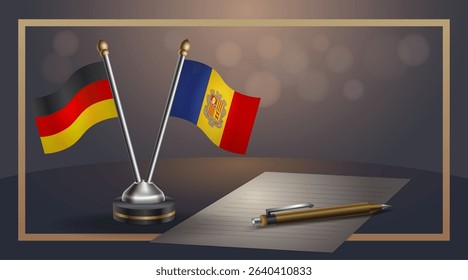 Small national flag of Germany and Andorra flag Relation, Template banner vector Illustration