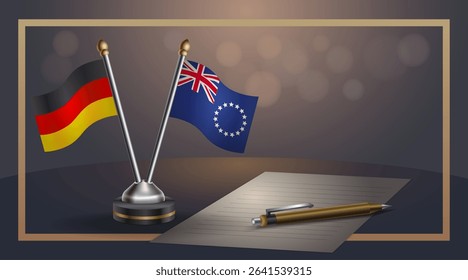 Small national flag of Germany and Cook Islands flag Relation, Template banner vector Illustration