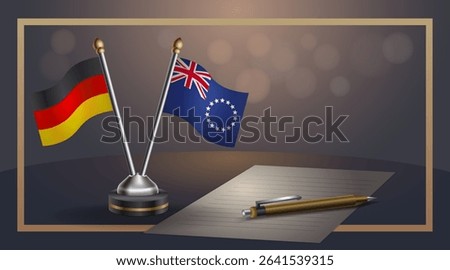 Small national flag of Germany and Cook Islands flag Relation, Template banner vector Illustration