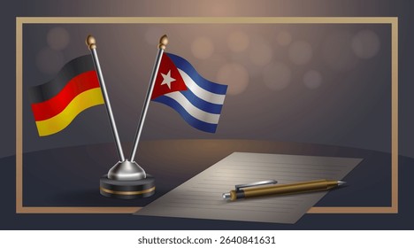 Small national flag of Germany and Cuba flag Relation, Template banner vector Illustration
