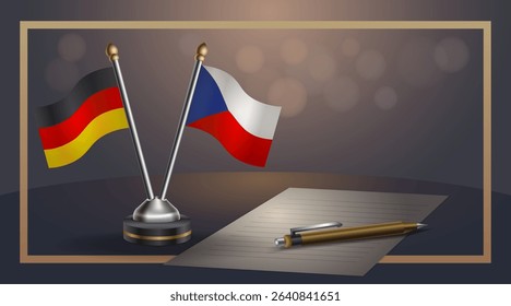 Small national flag of Germany and Czech Republic flag Relation, Template banner vector Illustration