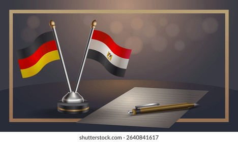 Small national flag of Germany and EGYPT, flag Relation, Template banner vector Illustration