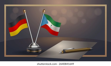 Small national flag of Germany and Equatorial Guinea flag Relation, Template banner vector Illustration