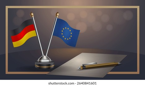 Small national flag of Germany and European Union flag Relation, Template banner vector Illustration