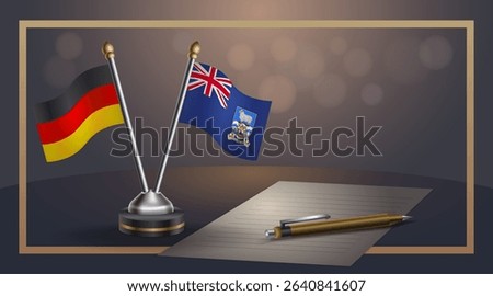 Small national flag of Germany and Falkland Islands flag Relation, Template banner vector Illustration