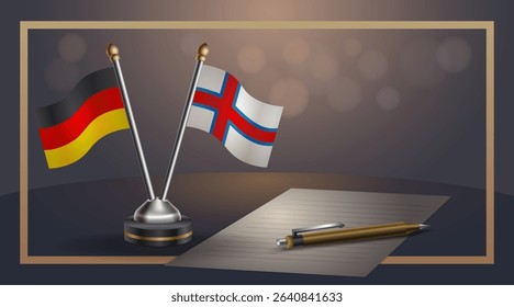 Small national flag of Germany and Faroe Islands flag Relation, Template banner vector Illustration