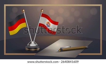 Small national flag of Germany and French Polynesia flag Relation, Template banner vector Illustration