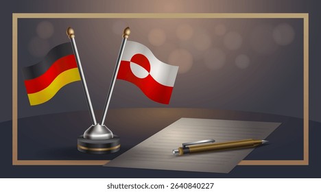 Small national flag of Germany and Greenland flag Relation, Template banner vector Illustration