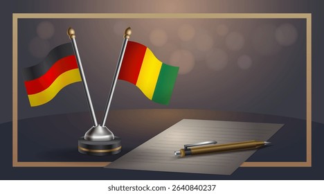 Small national flag of Germany and Guinea flag Relation, Template banner vector Illustration