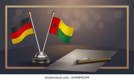 Small national flag of Germany and Guinea Bissau flag Relation, Template banner vector Illustration