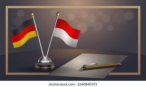 Small national flag of Germany and Indonesia flag Relation, Template banner vector Illustration