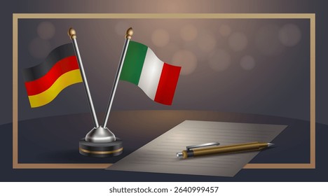 Small national flag of Germany and Italy flag Relation, Template banner vector Illustration