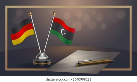 Small national flag of Germany and Libya flag Relation, Template banner vector Illustration
