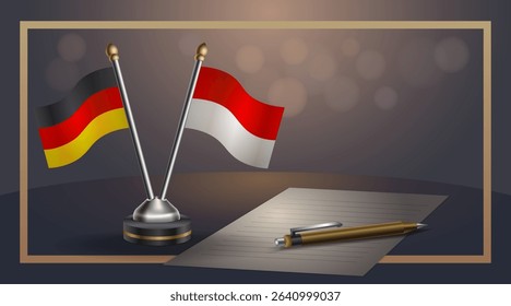Small national flag of Germany and Monaco flag Relation, Template banner vector Illustration