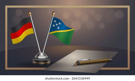Small national flag of Germany and New Zealand flag Relation, Template banner vector Illustration