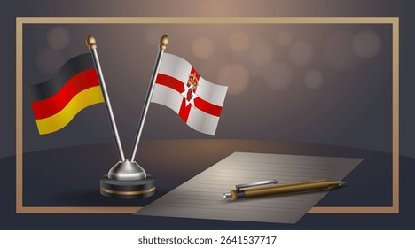 Small national flag of Germany and Northern Ireland flag Relation, Template banner vector Illustration
