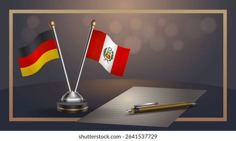 Small national flag of Germany and Peru flag Relation, Template banner vector Illustration