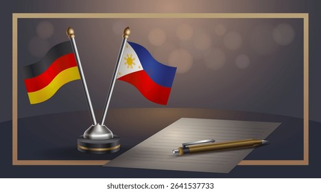Small national flag of Germany and Philippines flag Relation, Template banner vector Illustration