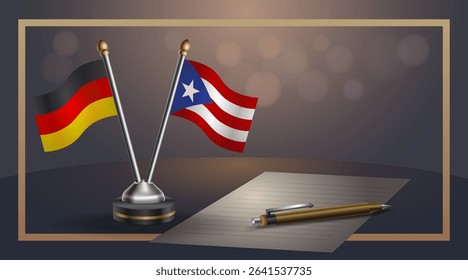 Small national flag of Germany and Puerto Rico flag Relation, Template banner vector Illustration