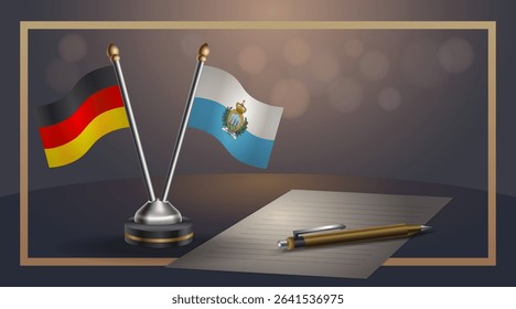 Small national flag of Germany and San Marino flag Relation, Template banner vector Illustration