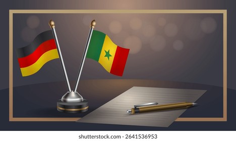 Small national flag of Germany and Senegal flag Relation, Template banner vector Illustration