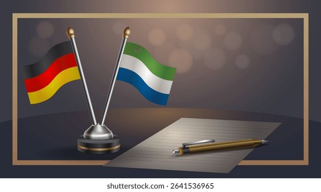 Small national flag of Germany and Sierra Leone flag Relation, Template banner vector Illustration
