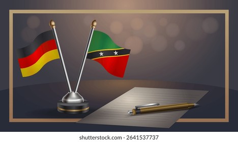 Small national flag of Germany and ST. Kitts Nevis flag Relation, Template banner vector Illustration