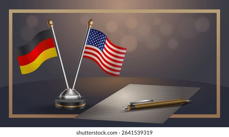 Small national flag of Germany and United States flag Relation, Template banner vector Illustration