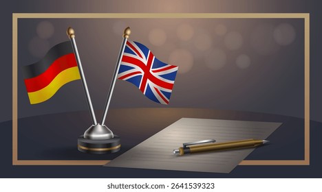 Small national flag of Germany and United Kingdom flag Relation, Template banner vector Illustration
