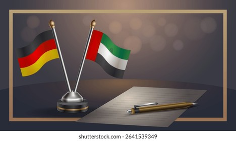 Small national flag of Germany and United Kingdom flag Relation, Template banner vector Illustration