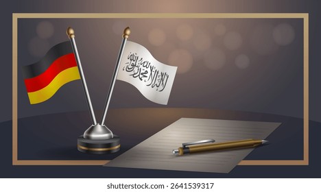 Small national flag of Germany and Zimbabwe flag Relation, Template banner vector Illustration