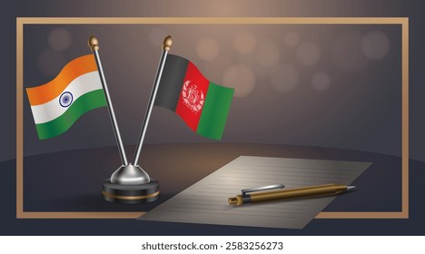 Small national flag of India and Afghanistan flag Relation, Template banner vector  Illustration