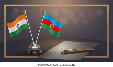 Small national flag of India and Azerbaijan flag Relation, Template banner vector  Illustration