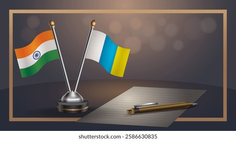 Small national flag of India and Canary Islands flag Relation, Template banner vector  Illustration